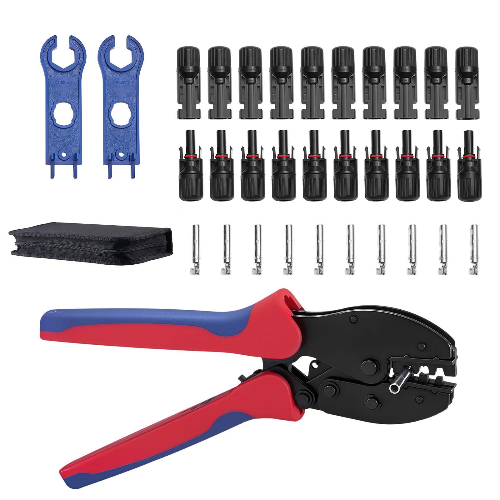Crimping Tool, 14-10 AWG Ratcheting Solar Connector Crimper Tool Kit, Clear Metric & AWG Markings, With 10 Pairs Solar Connectors, 10 Pairs Of Cable Connectors, Wrenches, And A Storage Case - Image 10