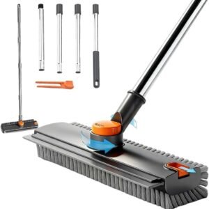 Scrub Brush With Long Handle, Floor Scrub Brush Squeegee Broom For Cleaning, 3 In 1 Shower Scrubber Floor Broom Squeegee For Concrete Tile Wall Deck Patio Grey - Image 11