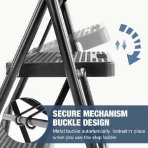 Household Portable 3-layer Step Ladder, With Safety Buckle Stable And Safe - Image 3