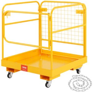 VEVOR Forklift Safety Cage, 1200 Lbs Load Capacity, 36 X 36 Inches Folding Forklift Work Platform With Lockable Swivel Wheels, Drain Hole & Device Chain, Holds 1 To 2 Adults, Perfect For Aerial Work - Image 9
