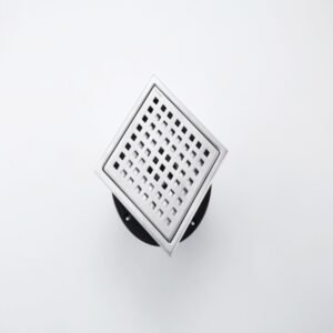 6 Inch Square Shower Drain With Removable Square Patterned Grate, 304 Stainless Steel With Flange And Hair Strainer, Brushed Nickel - Image 5
