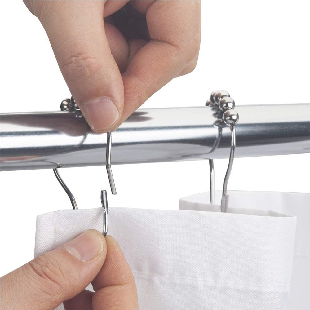 Set Of 12 Shower Curtain Hooks Rings,Decorative Rust Proof Stainless Steel Shower Curtain Hooks