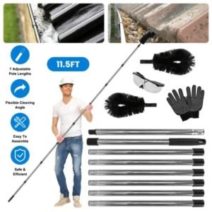 11.5FT Telescopic Handle Rainwater Ditch Cleaning Brush - Image 1