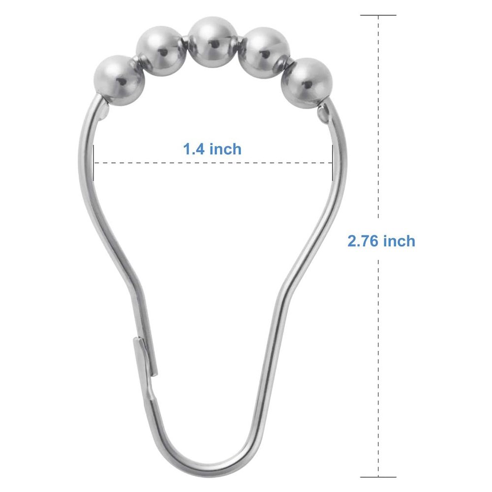 Set Of 12 Shower Curtain Hooks Rings,Decorative Rust Proof Stainless Steel Shower Curtain Hooks