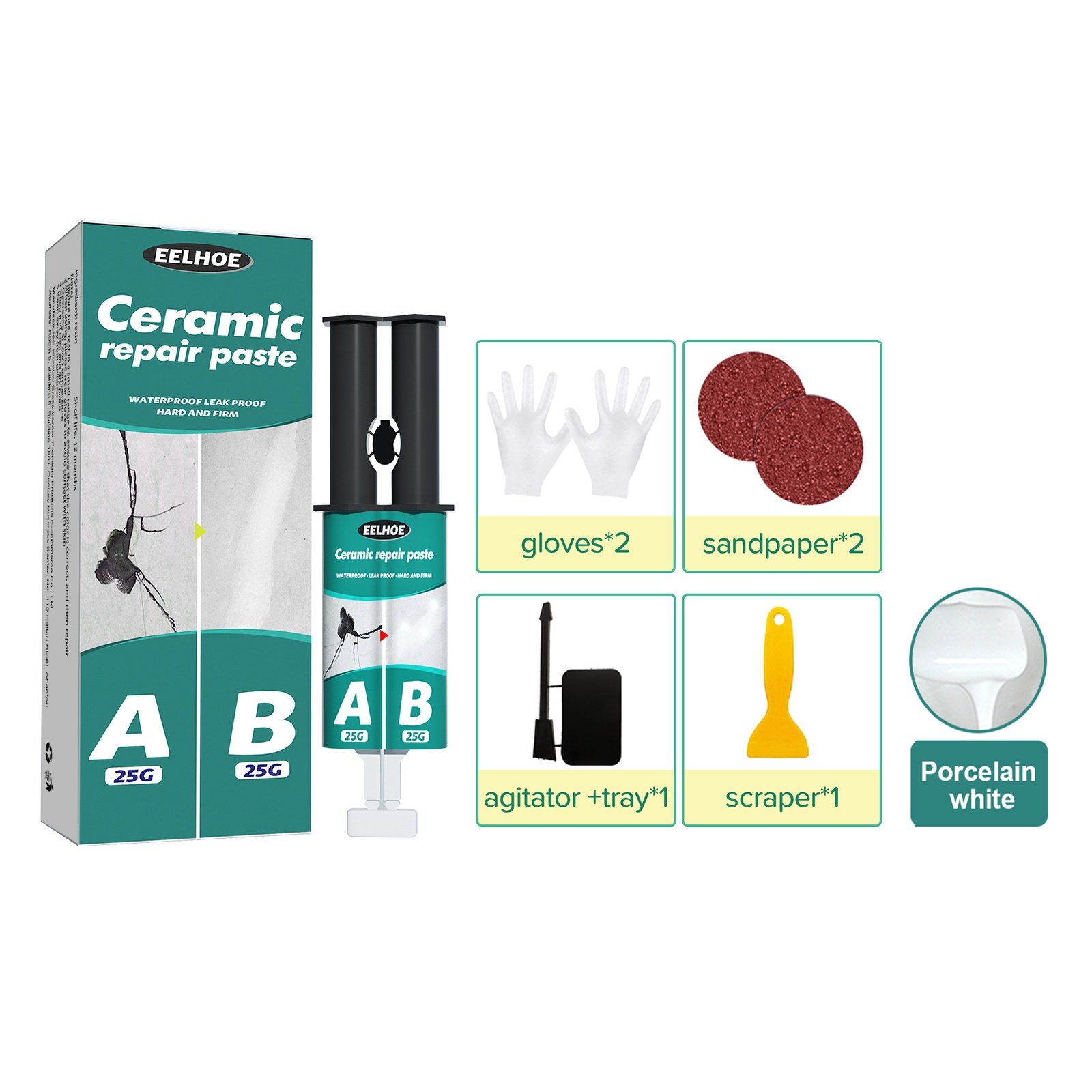 EELHOE Tile Repair AB Adhesive Set Metal Tile Fill Cracks Plugging Repair AB Adhesive Bonding Adhesive - Image 1