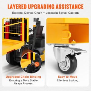 VEVOR Forklift Safety Cage, 1200 Lbs Load Capacity, 36 X 36 Inches Folding Forklift Work Platform With Lockable Swivel Wheels, Drain Hole & Device Chain, Holds 1 To 2 Adults, Perfect For Aerial Work - Image 2