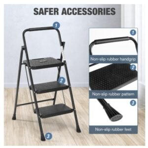 Household Portable 3-layer Step Ladder, With Safety Buckle Stable And Safe - Image 6