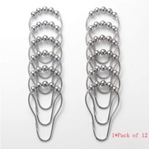 Set Of 12 Shower Curtain Hooks Rings,Decorative Rust Proof Stainless Steel Shower Curtain Hooks - Image 4