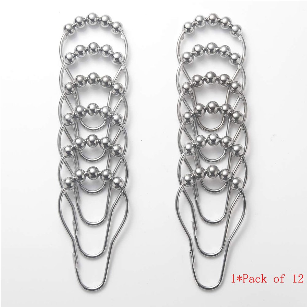 Set Of 12 Shower Curtain Hooks Rings,Decorative Rust Proof Stainless Steel Shower Curtain Hooks