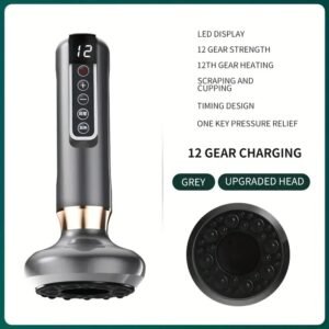 Cupping Massager, 12-level Body Scraping Tool, Cupping Tool. USB Rechargeable, Equipped With 1800mAh Lithium Battery, Available In White, Green, Gray (upgraded Version Suitable For Scraping) - Image 6