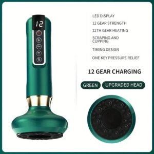 Cupping Massager, 12-level Body Scraping Tool, Cupping Tool. USB Rechargeable, Equipped With 1800mAh Lithium Battery, Available In White, Green, Gray (upgraded Version Suitable For Scraping) - Image 7