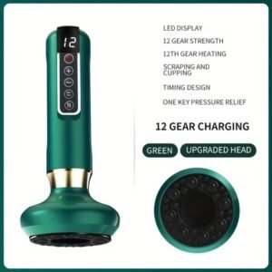Cupping Massager, 12-level Body Scraping Tool, Cupping Tool. USB Rechargeable, Equipped With 1800mAh Lithium Battery, Available In White, Green, Gray (upgraded Version Suitable For Scraping) - Image 1