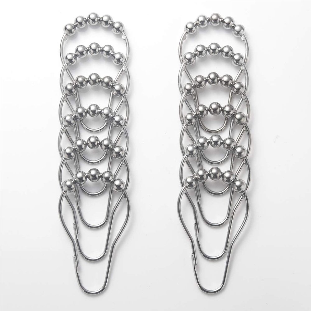 Set Of 12 Shower Curtain Hooks Rings,Decorative Rust Proof Stainless Steel Shower Curtain Hooks