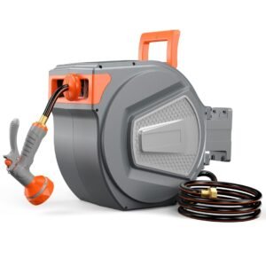 Auto Rewind Retractable Hose Reel, Wall Mounted With 180degree   Swivel, Multi-Function Spray Nozzle For Outdoor Watering - Image 11