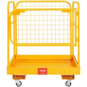 VEVOR Forklift Safety Cage, 1200 Lbs Load Capacity, 36 X 36 Inches Folding Forklift Work Platform With Lockable Swivel Wheels, Drain Hole & Device Chain, Holds 1 To 2 Adults, Perfect For Aerial Work - Image 8