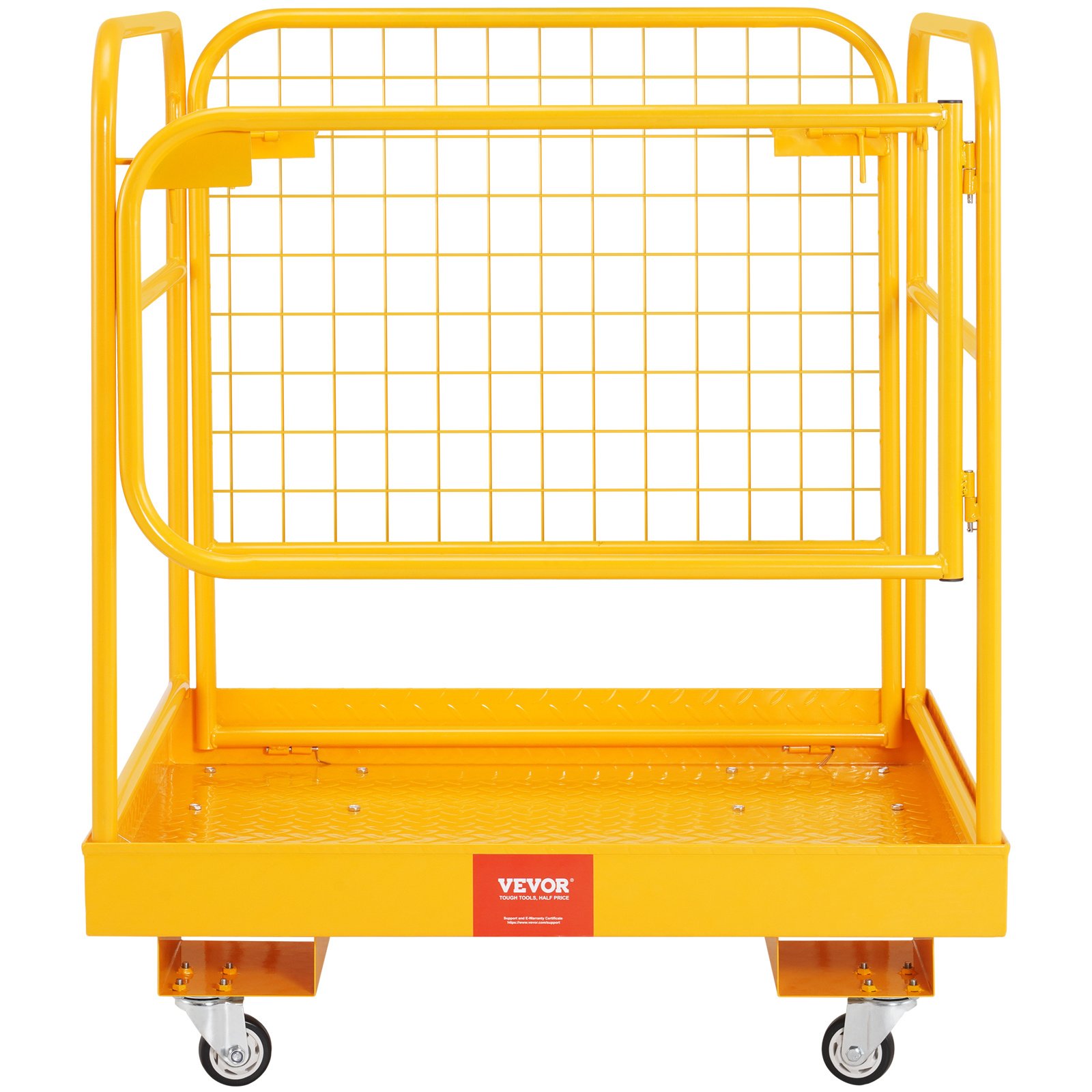 VEVOR Forklift Safety Cage, 1200 Lbs Load Capacity, 36 X 36 Inches Folding Forklift Work Platform With Lockable Swivel Wheels, Drain Hole & Device Chain, Holds 1 To 2 Adults, Perfect For Aerial Work - Image 8