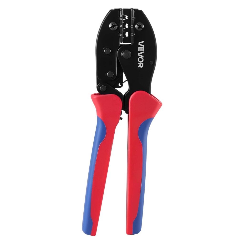 Crimping Tool, 14-10 AWG Ratcheting Solar Connector Crimper Tool Kit, Clear Metric & AWG Markings, With 10 Pairs Solar Connectors, 10 Pairs Of Cable Connectors, Wrenches, And A Storage Case