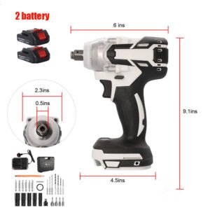 1000Nm 1-2in  Electric Cordless Impact Wrench Drill Gun - 2 Battery Ratchet Driver - Image 11