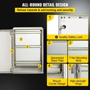 NEMA Steel Enclosure, 24 X 16 X 9'' NEMA 4X Fiberglass Electrical Box, IP66 Waterproof & Dustproof, Outdoor/Indoor Electrical Junction Box, With Mounting Plate(60 X 40 X 23 Cm) - Image 4