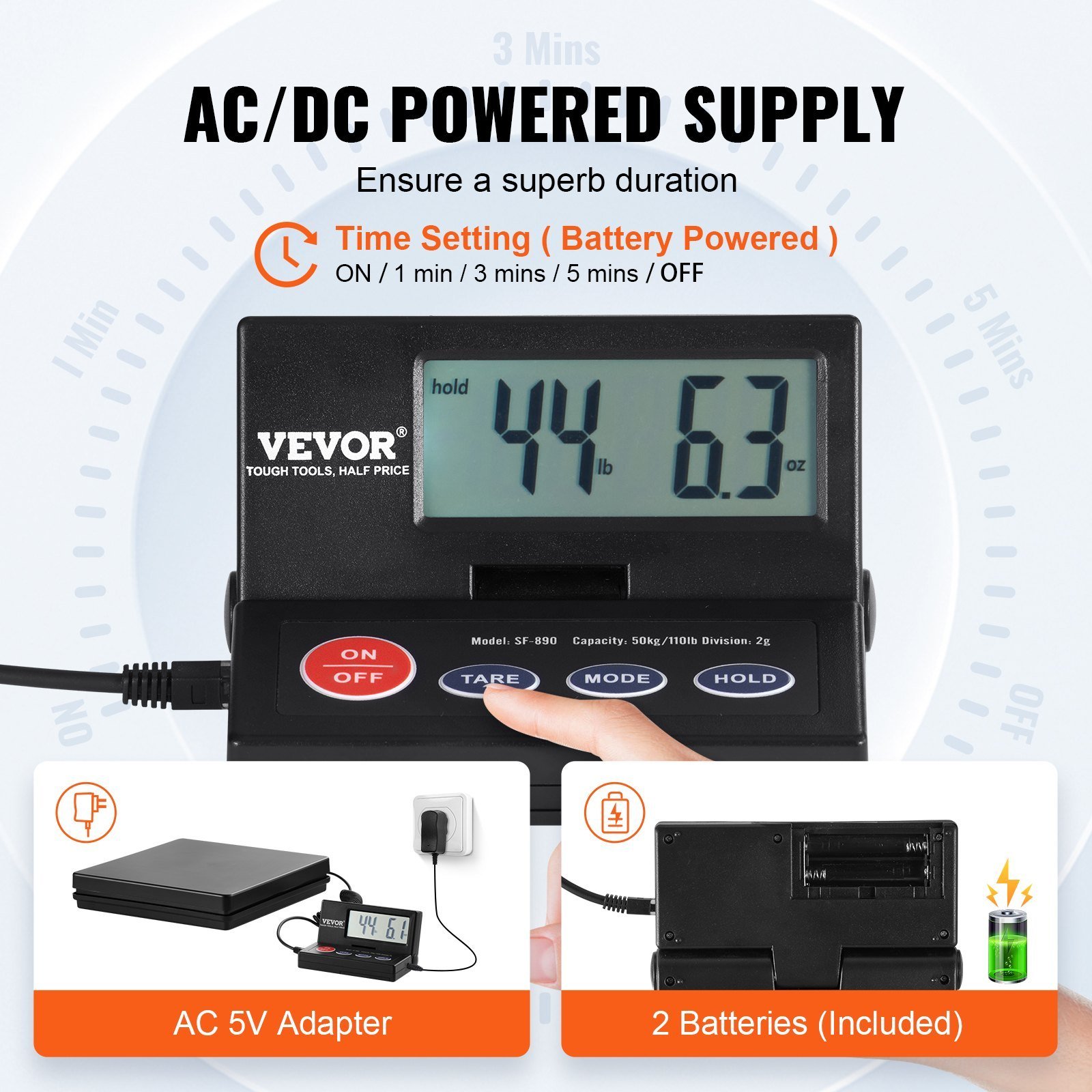 Digital Shipping Scale, 110 Lbs X 0.07 Oz. Heavy Duty Postal Scale With Timer, Tare, Hold Function, 90° Foldable LCD Screen Package Scale For Laggage, Home, Post Office, AC/DC Powered, FCC Liste - Image 4