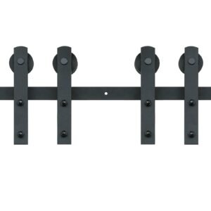 8FT Sliding Barn Door Hardware Kit, 330LBS Heavy Duty Barn Door Track Kit For Double Doors, Fit 3.7-4.3FT Total Wide And 1.3"-1.8" Thick 2 Door Panel, With Smooth & Silent Pulley (I Shape) - Image 1