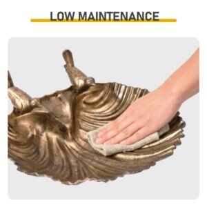 50x36x81cm Antique Bronze Resin Bird Bath With Shell Edge & 1.4W Solar Fountain - Image 4