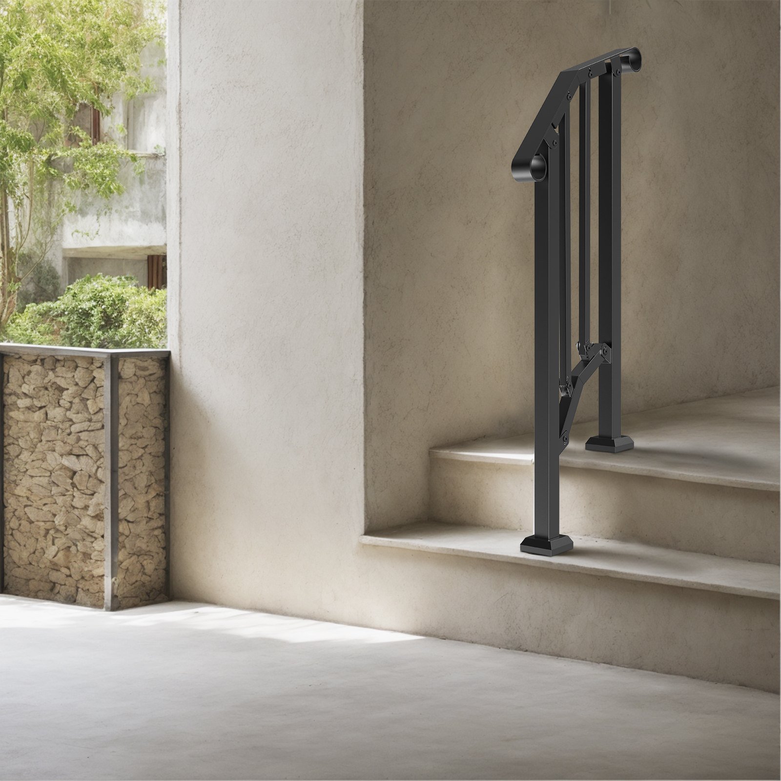 1-2 Step Handrails For Outdoor For Seniors Porch Deck Retro Arch Black - Image 6