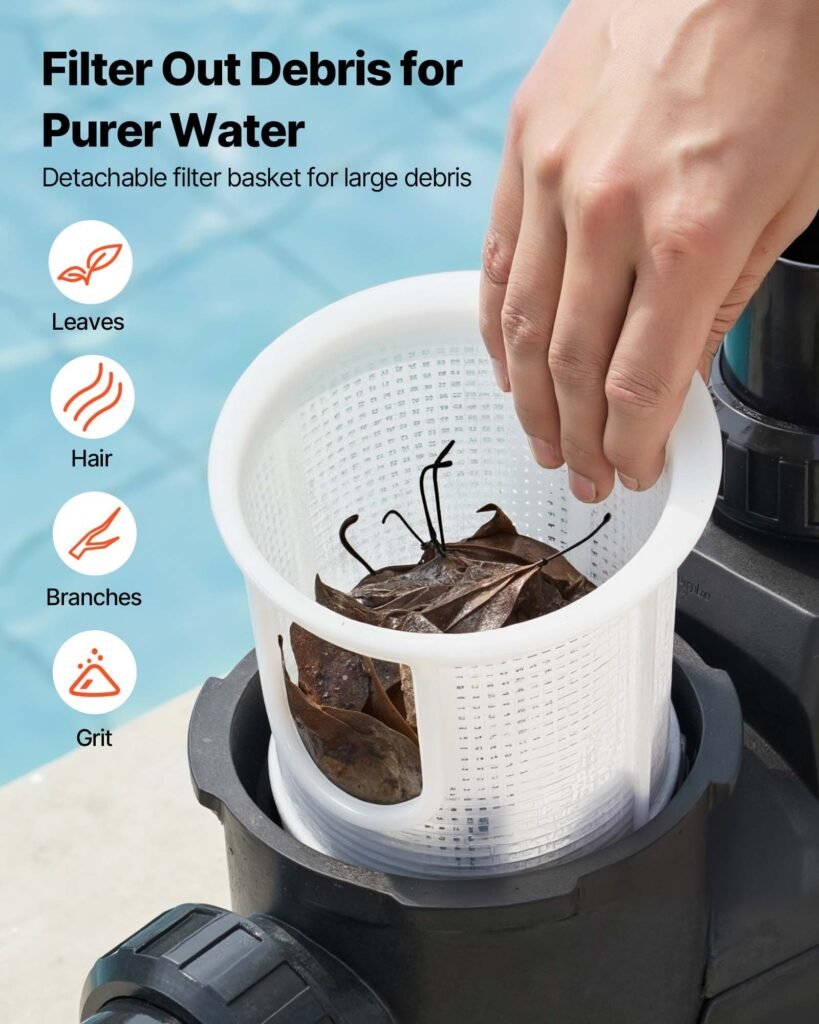 Variable Speed Pool Pump, 2 HP, AC 220-240V, 145 GPM, In/Above Swimming Pool Pump With Filter Basket, Powerful Self Priming, Programmable Timer, For Inground And Above Ground Swimming Pool