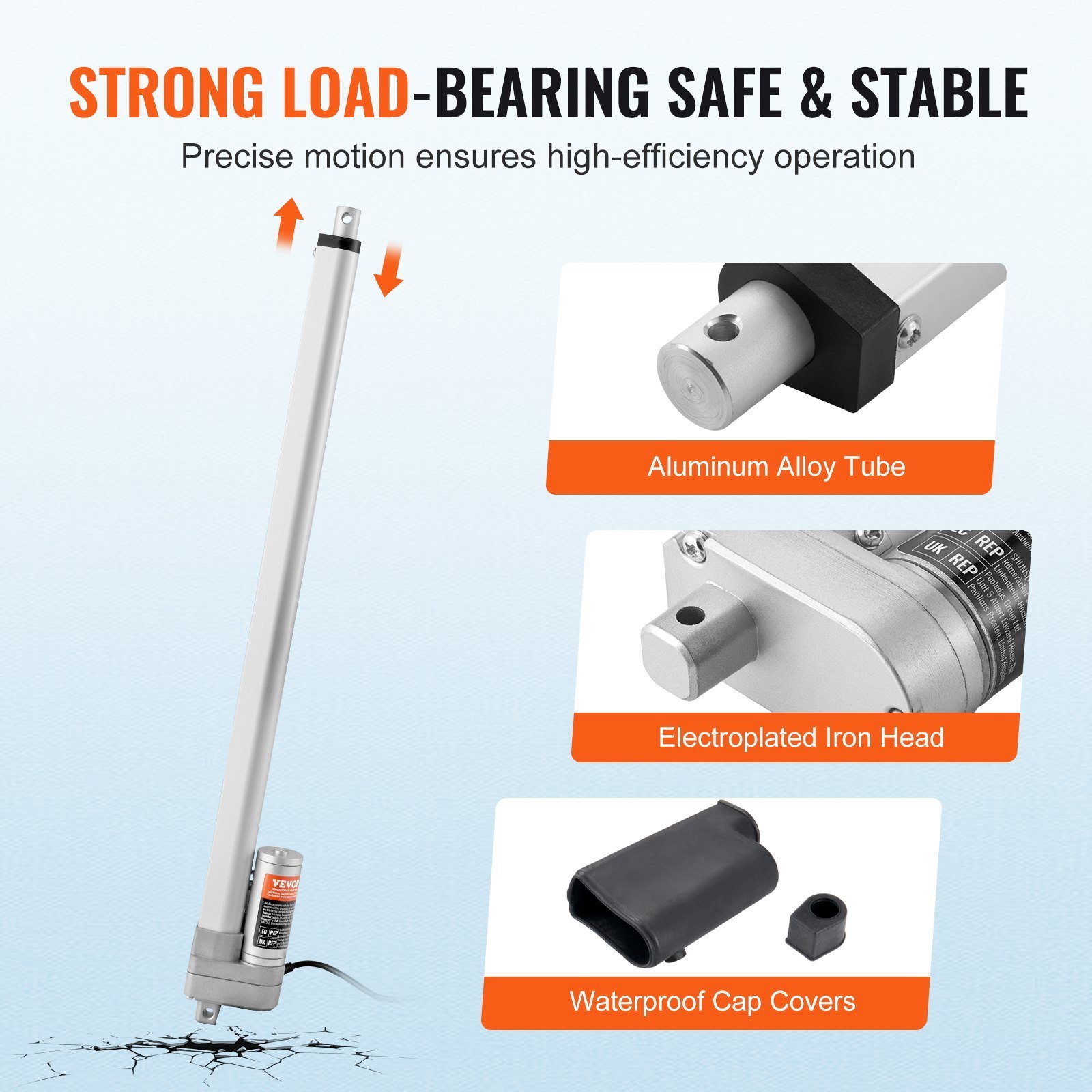 Linear Actuator 12V, 20 Inch Waterproof IP65 Linear Actuator, 660lbs/3000N 0.19'/s Linear Motion Actuator With Mounting Bracket - Image 3