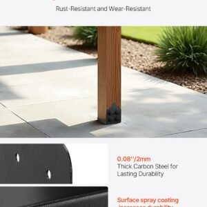 2 Pack 8x8 Post Base Brackets Wood Fence Post Anchor Inner Size 7.9x7.5 Inch - Image 2