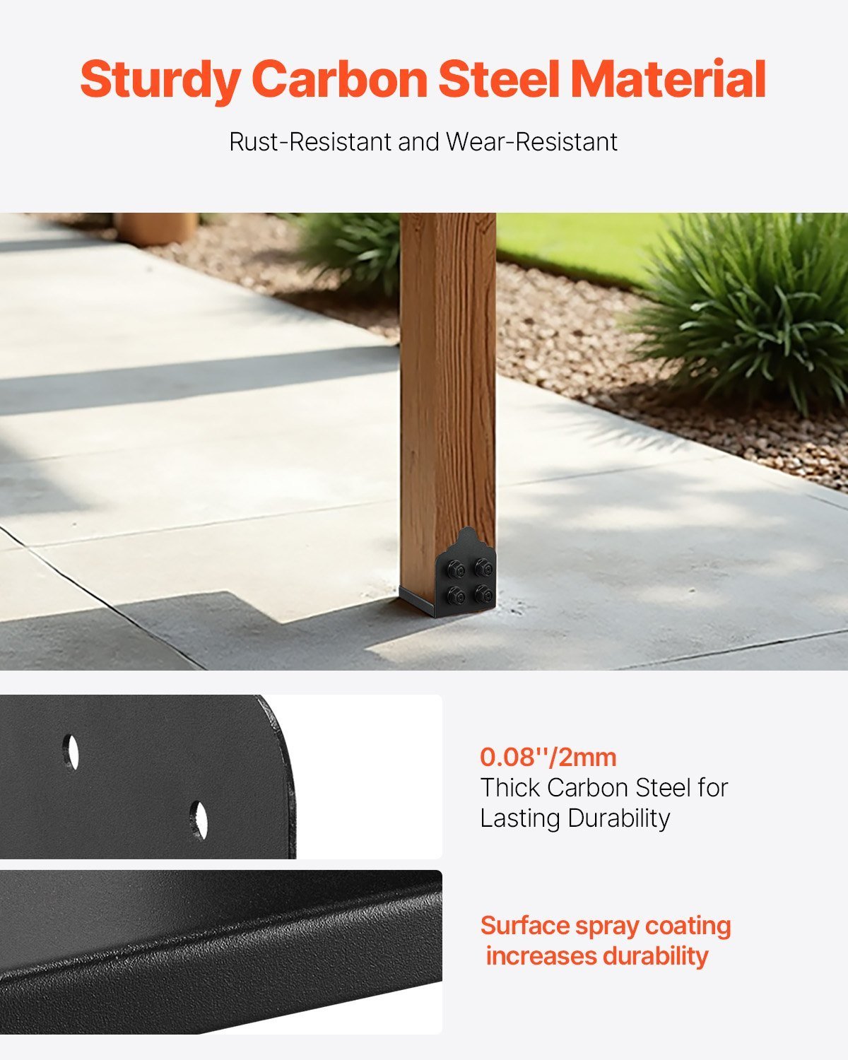2 Pack 8x8 Post Base Brackets Wood Fence Post Anchor Inner Size 7.9x7.5 Inch - Image 2