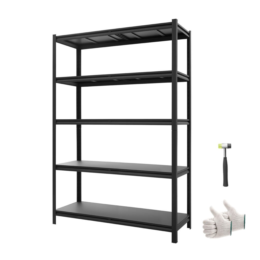 Storage Shelves, 5-Tier Adjustable, 2500 Lbs Capacity, Heavy Duty Garage Storage Shelving Unit, Metal Utility Rack Shelf, For Garage Warehouse Basement Kitchen, 48.43" W X 18.31" D X 71.38" H