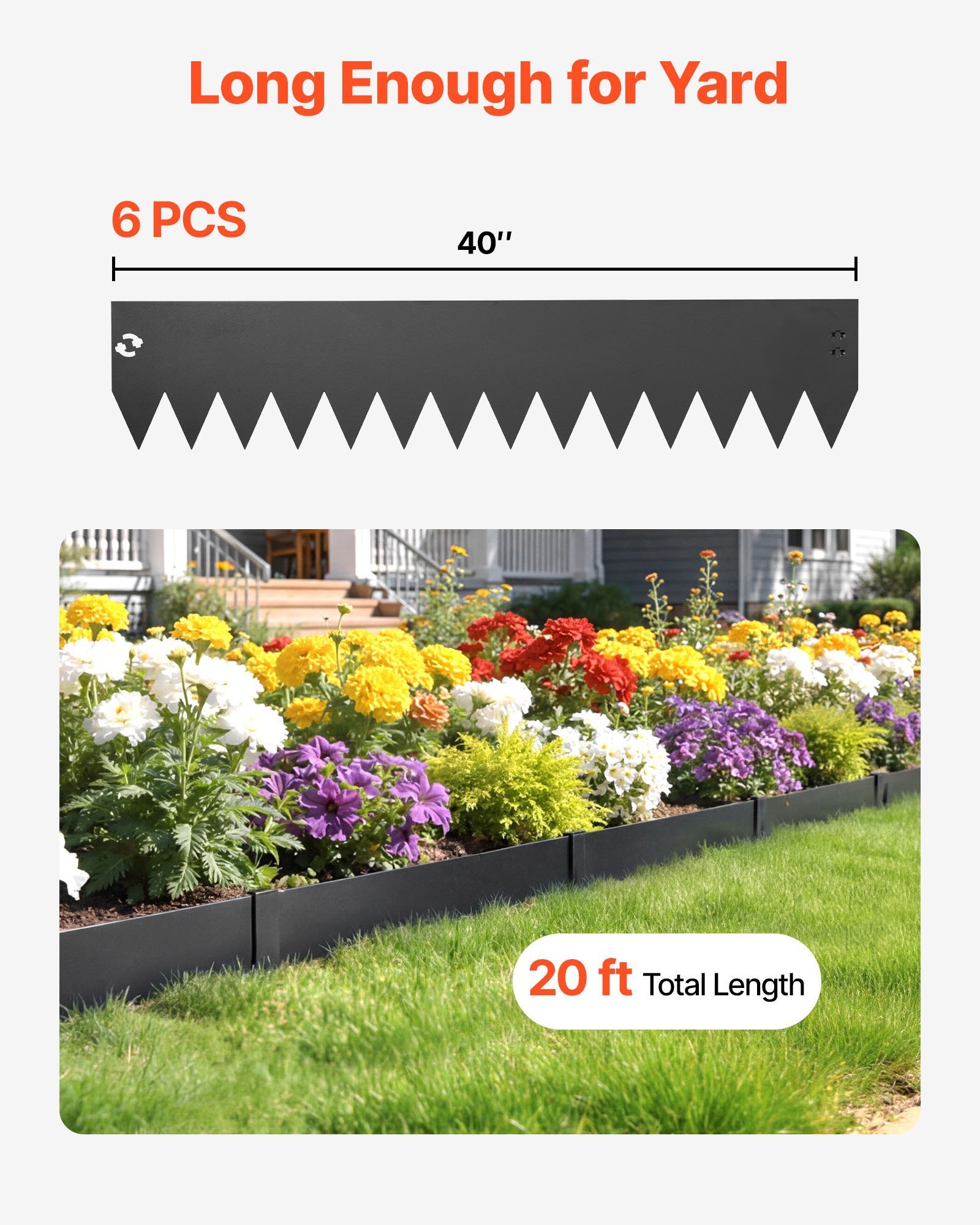 Galvanized Steel Landscape Edging, 6-Pack 40 X 8 Inch Metal Edging For Landscaping With 6 Mounting Clips, Bendable Metal Garden Edge Border For Flower Bed, Yard Pathway, Black - Image 5