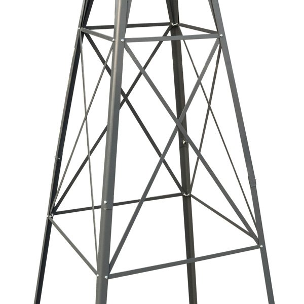 Grey And Red With Wind Vane, 4-pod Standing Windmill