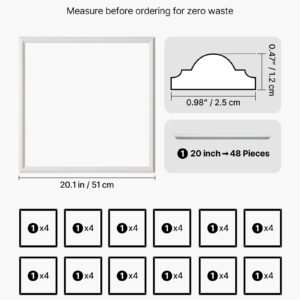 Wall Molding 12 Pack, 20 X 20 In Wainscoting Panels Kit, Lightweight Paintable Polystyrene, Easy To Install, Waterproof Accent Wall Trim For Interior Décor Living Room, Bedroom, Home, White - Image 2