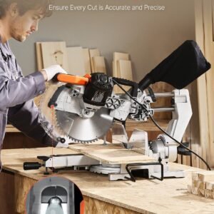 Sliding Compound Miter Saw 12-In Blade 15 Amp Motor Corded Double Bevel 60-Tooth - Image 4