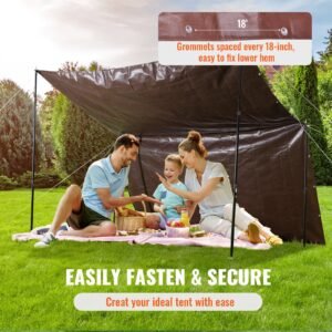 Tarp 20x40 Ft 16 Mil Extra Thick, Waterproof Poly Plastic Tarps Cover, Multi-Purpose Outdoor Tarpaulin With Grommets & Reinforced Edges For Truck, RV, Boat, Camping (Brown) - Image 2