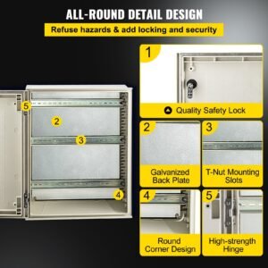 NEMA Enclosure, 20 X 16 X 8 Inches, NEMA 4X Fiberglass Steel Electrical Box, IP66 Waterproof & Dustproof Hinged Junction Box For Outdoor Indoor Use, With Mounting Plate(50x40x20 Cm) - Image 4
