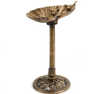 50x36x81cm Antique Bronze Resin Bird Bath With Shell Edge & 1.4W Solar Fountain - Image 8