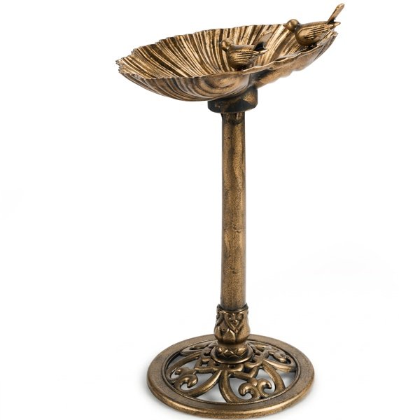50x36x81cm Antique Bronze Resin Bird Bath With Shell Edge & 1.4W Solar Fountain