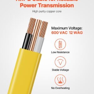 NM-B Wire 12AWG'2C Copper Core Cable 100 Ft Electrical Wire With Ground - Image 5