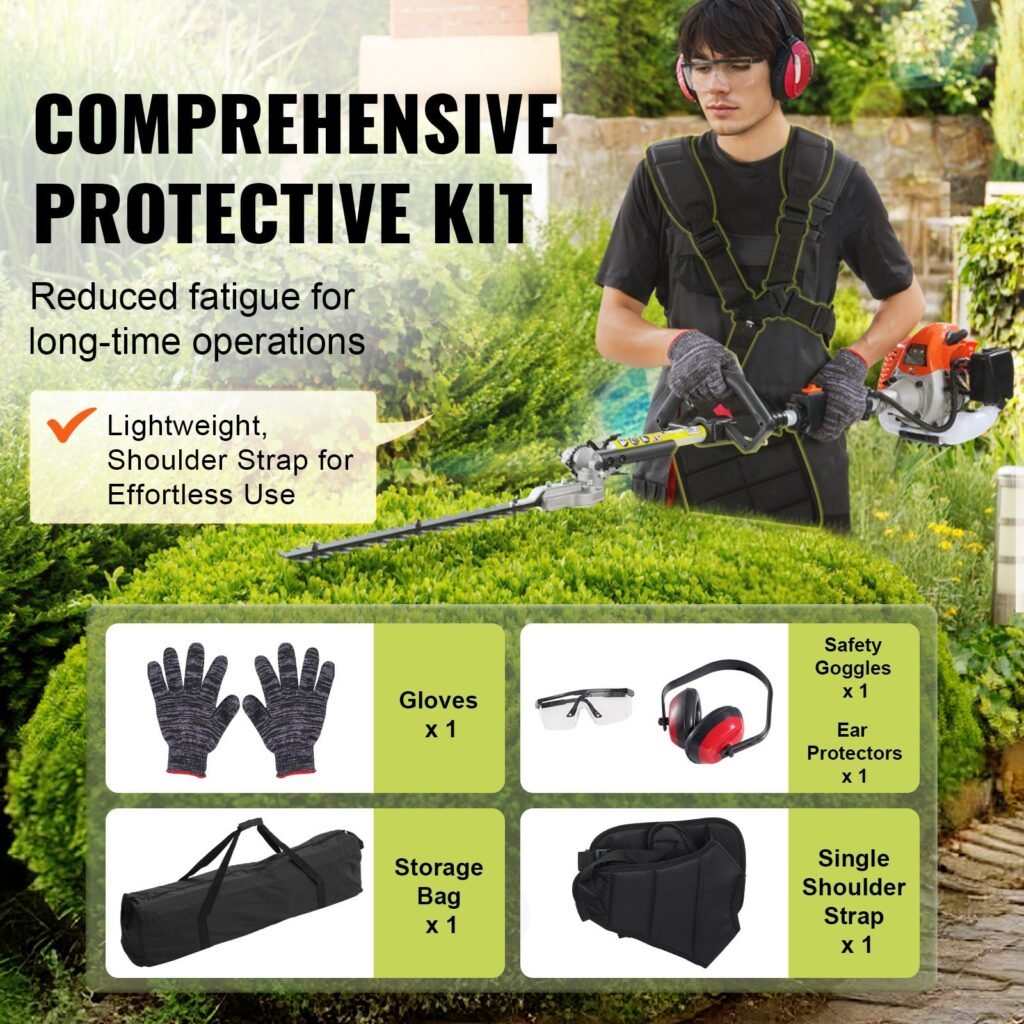 26CC 5-in-1 Multi-Functional Trimming Tools, Gas Hedge Trimmer, Weed Eater, String Trimmer, Edger, Pole Saw Chainsaw Pruner With Extension Pole