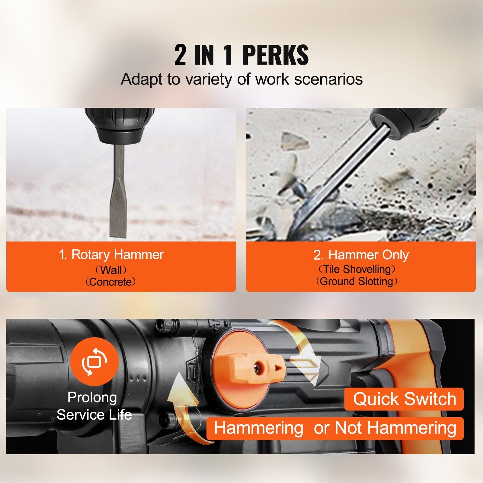 Rotary Hammer Drill Corded Drills 1-9'16' 3 Modes SDS-MAX Chipping Hammers - Image 4