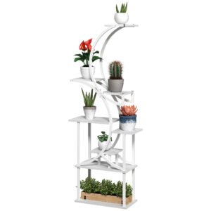 Plant Stand Indoor, 8 Tier 62" S-Shaped Plant Shelf, Corner Plant Rack for Multiple Plants, White - Image 9