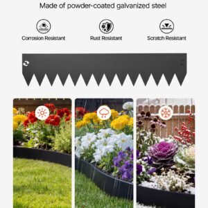 Galvanized Steel Landscape Edging, 6-Pack 40 X 8 Inch Metal Edging For Landscaping With 6 Mounting Clips, Bendable Metal Garden Edge Border For Flower Bed, Yard Pathway, Black - Image 3
