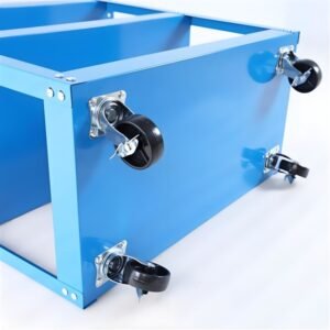Upgrade 3-Tier Rolling Tool Cart With Lockable Wheels, Heavy Duty Steel Utility Cart, Kitchen Cart Organizer, Workshop Rolling Serving Cart For Garage, Warehouse, Blue - Image 9