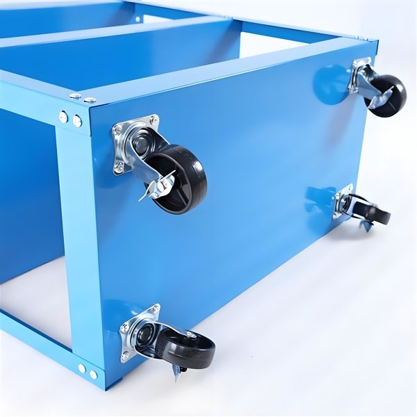 Upgrade 3-Tier Rolling Tool Cart With Lockable Wheels, Heavy Duty Steel Utility Cart, Kitchen Cart Organizer, Workshop Rolling Serving Cart For Garage, Warehouse, Blue