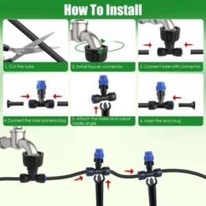 Complete Garden Drip Irrigation System Kit,Drip Irrigation Kit, 75FT Garden Watering System With Adjustable Misting Nozzles For Garden Greenhouse Lawn Patio Flower Bed - Image 5