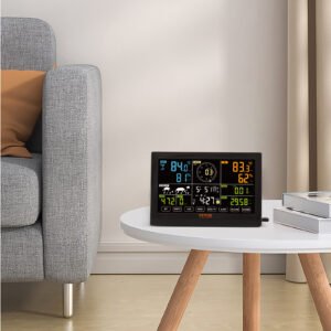 VEVOR 7-in-1 Wireless Weather Station, 7.5 In Large Color Display, Digital Home Weather Station Indoor Outdoor, For Temperature Humidity Wind Speed,Direction Rain UV, With Forecast Data, Alarm, Alerts - Image 8