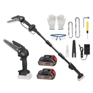 2-in-1 Cordless Pole Saw & Mini Chainsaw Electric Mini Chainsaw Length Adjustable Cordless Chain Saw With 2Pcs 1500mAh Batteries 4in/6in Chains For Tree Trimming - Image 1